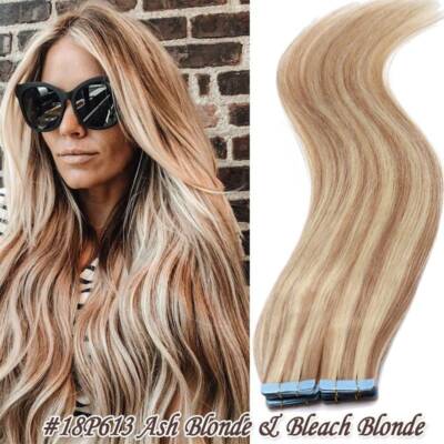 CLEARANCE Tape In Skin Weft Real Remy 100% Human Hair Extensions Highlight 80PCS