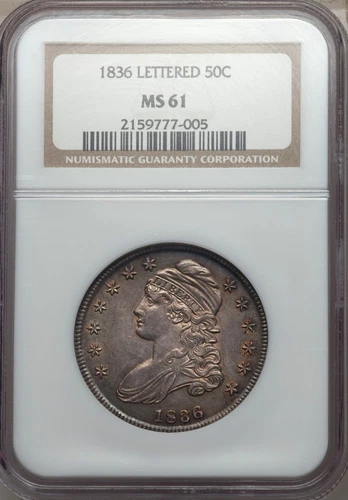 1836 Lettered Edge Capped Bust Half Dollar NGC MS-61