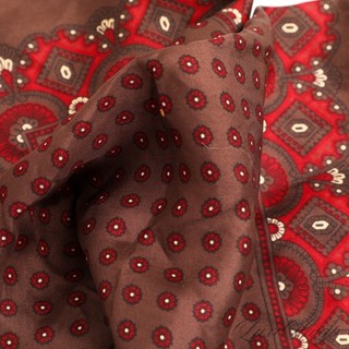 Anonymous Vintage Made in England Cigar Neat Red Floret Silk Pocket Square NR