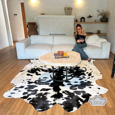 5x7 ft Chromatic Black & white Cowhide Rug  100% Genuine Leather Best Price