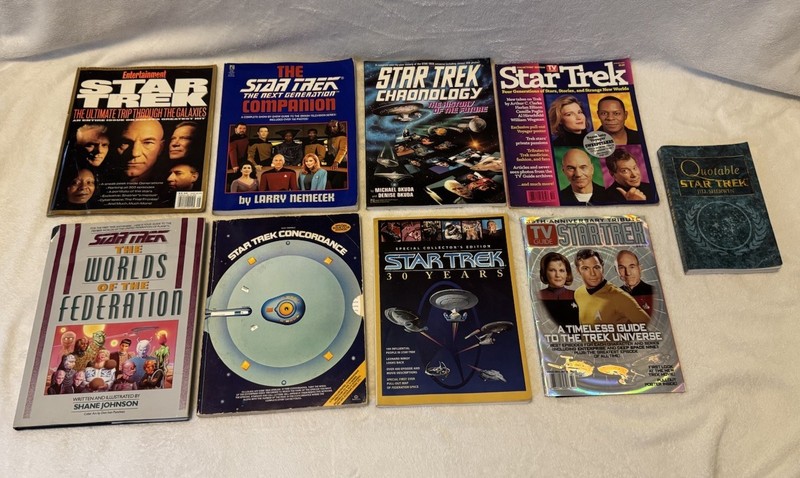 Vintage Star Trek Book Lot (9) - Chronology, TNG Companion, Worlds of Federation