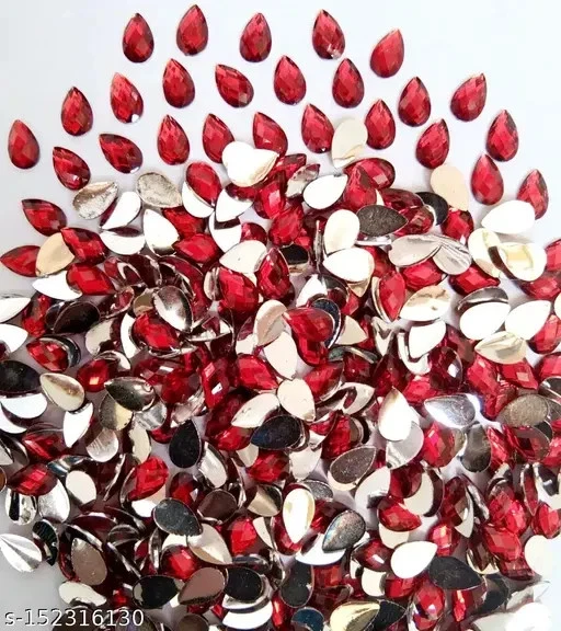 Kundan Stone Thilak Shape with Hole 16x9mm – 50g Pack Traditional Jewelry Making - Image 3 of 4