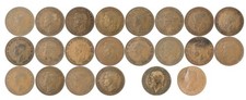 1916 - 1967 Great Britain One Penny Coins   Lot of 22   Mostly 1930s & 1940s