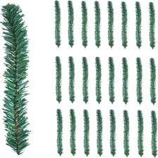 24 Pcs Christmas Garland Ties Artificial Pine Needles Santa’s Factory Green 