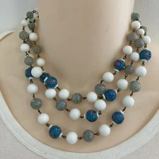 Estate Fresh Find Art Glass Bead Necklace Murano Style 16”