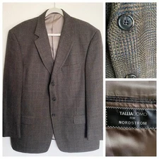 Tallia Uomo Nordstrom Sport Coat Blazer Men’s 46R Brown Tweed 92% Wool 3 Button