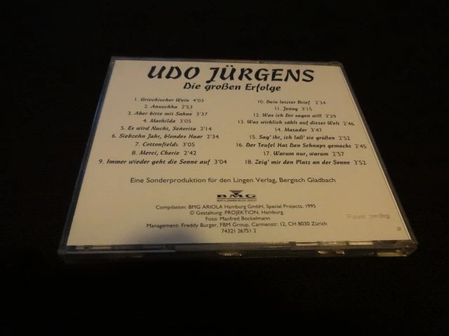 TOP CD Udo Jürgens DIE Großen Erfolge 17 Jahr blondes Haar, Merci Cherie Gr Wein - Bild 2 von 2