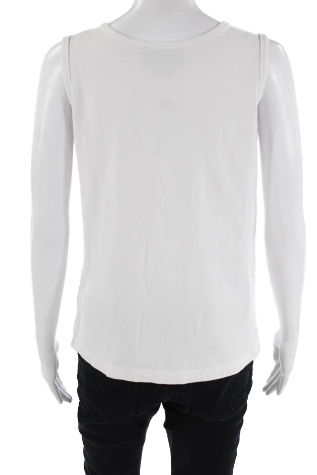 Camiseta sin mangas Christine Alexander para mujer con cuello redondo adornada blanca talla pequeña Foto 3 de 4