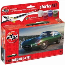 1/43 Jaguar E-Type Car Small Starter Set w/paint & glue