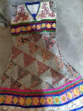 A Vintage Indian Boho Kurti Dress With Tribal Embroidery And Intricate...