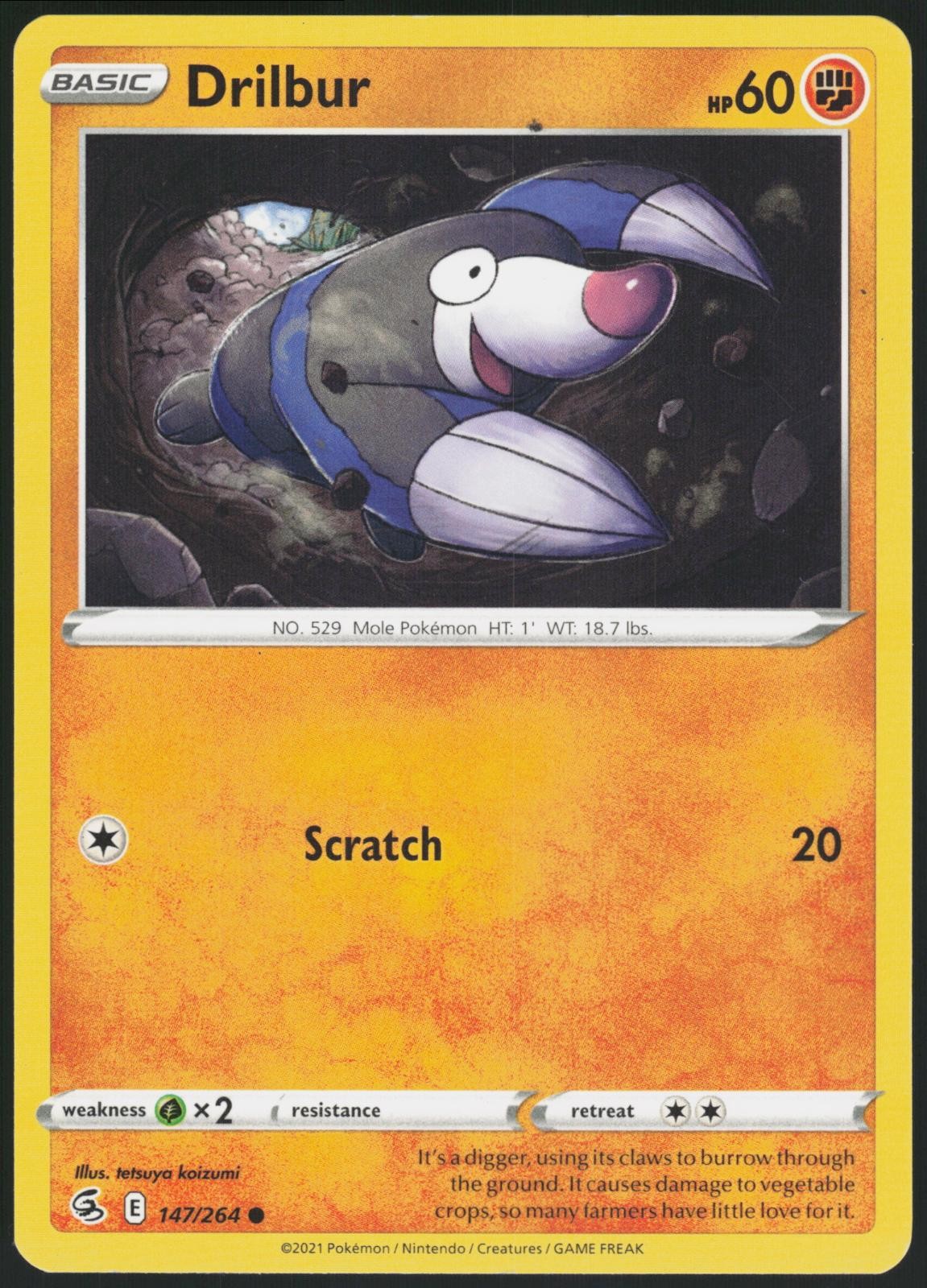 Drilbur 147/264 Fusion Strike Common Near Mint Pokemon TCG