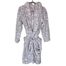 Vera Bradley Cozy Luxe Plush Fleece Gray Floral Metallic Shimmer Robe L/XL