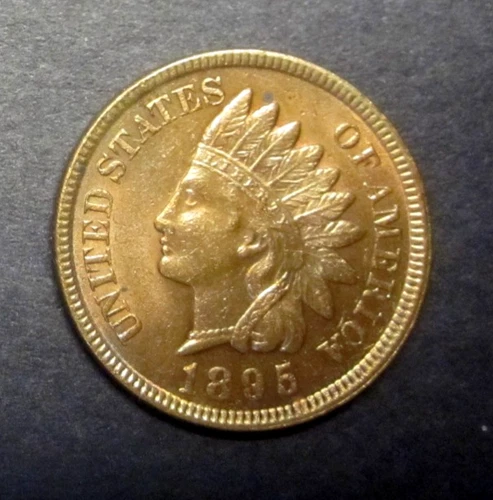 1895 Indian Head Cent ~ Original *Redish* Patina ~ AU/Borderline Uncirculated