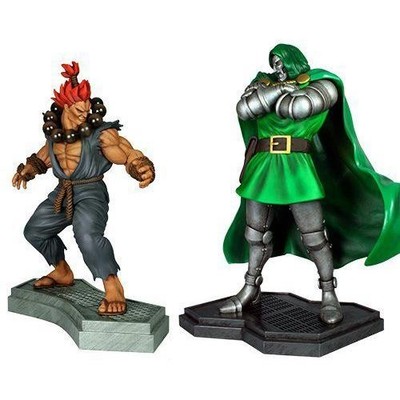 Hollywood Collectibles Dr. Doom Vs. Akuma 1 4 Scale Status Set Figure Diecast Do