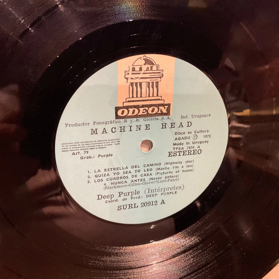 DEEP PURPLE LP MACHINE HEAD 1972 URUGUAY Press Odeon – SURL 20.912 VG/EX - Image 3 of 3