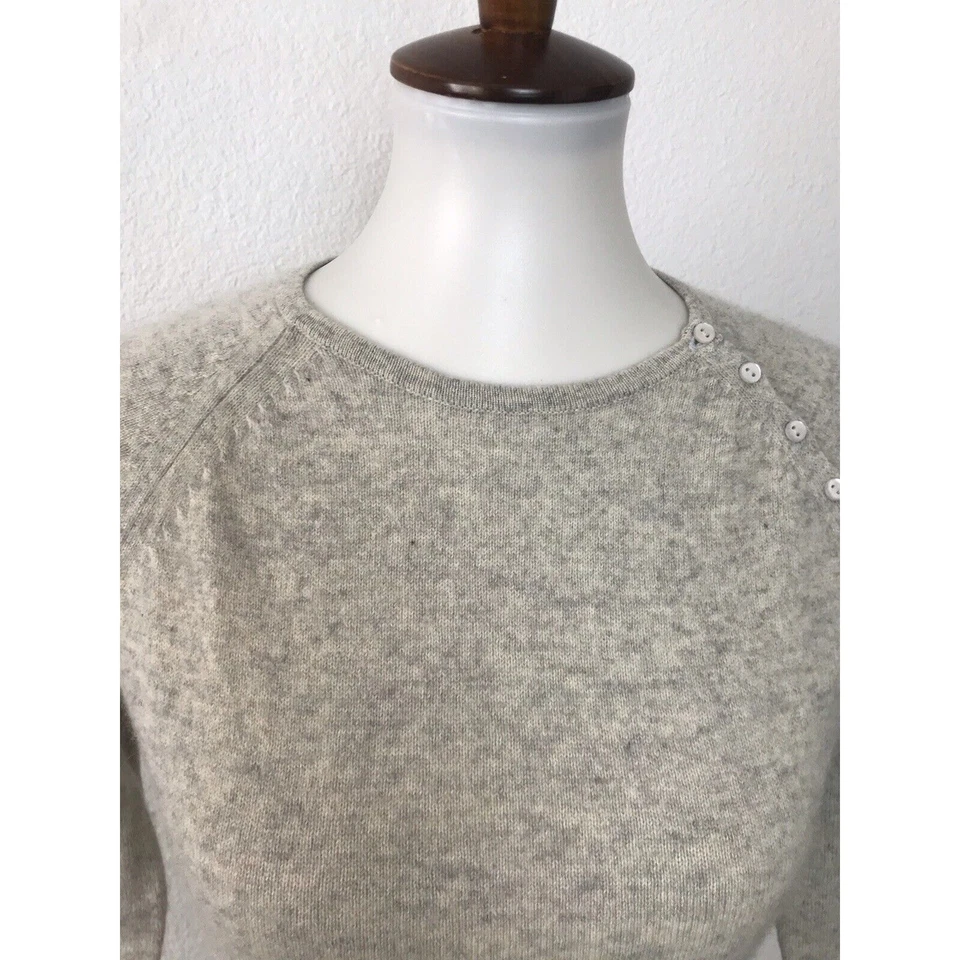 Easel Lane Crawford Sweater Women Sz S Pullover Knit Cashmere Gray FLAW - Image 3 of 4