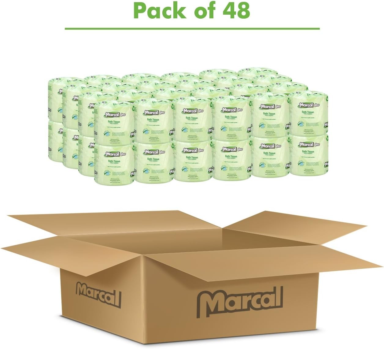 Marcal Pro Toilet Paper 100% Recycled - 2 Ply, White Bath Tissue, 242 