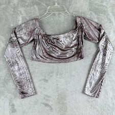 Vintage Belita Crop Top Womens Small Purple Metallic Shimmer Glam Made In USA