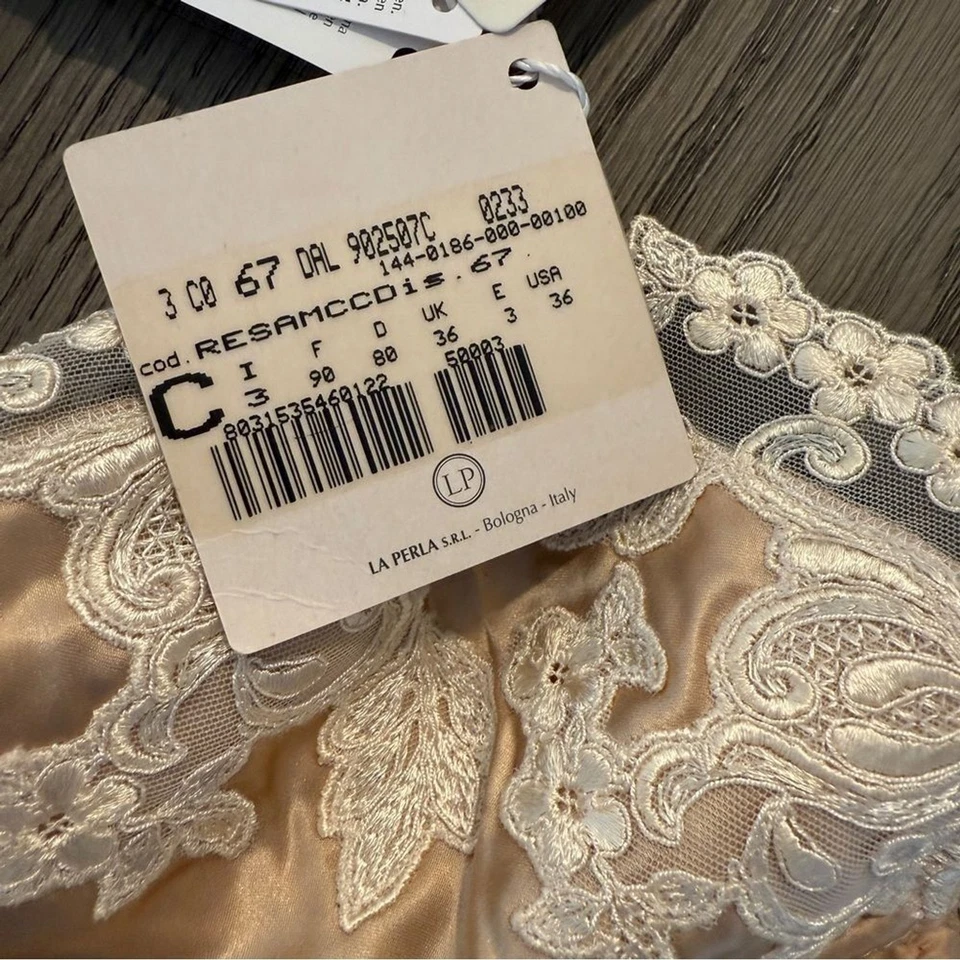 ¡NUEVO CON ETIQUETAS! Sujetador push-up de seda nude LA PERLA MAISON con frastaglio 36C Foto 4 de 4