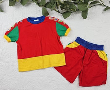 VTG Oshkosh Kids Baby 2 Piece Set Shirt and Shorts Size 3T Primary Colors USA