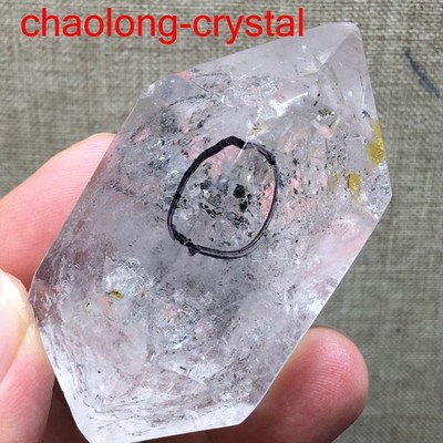 80g Natural 62mm Herkimer Diamond Enhydro healing Crystal Gem&moving water drop