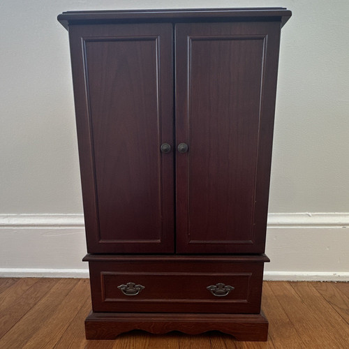 Bombay Wood Jewelry Box Armoire, Mirror & Lined, Brown Rectangle