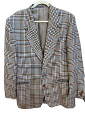 Salvatore Ferragamo MENS VTG Plaid Silk Wool 2 Button Blazer Unlined Light S