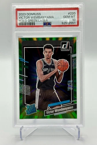 2023 Donruss #220 Holo Green Laser Rookie Victor Wembanyama PSA 10
