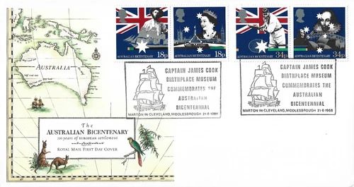 1988 Bicentenary of Australian Settlement. Captain Cook Cancellation FDC