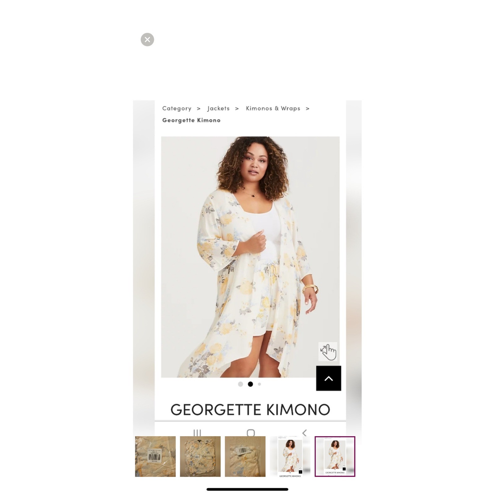 Torrid Ivory Floral Georgette Kimono Plus Size Bohemian Cover Up
