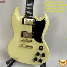 Hot Sale: Cream SG Electric Guitar Gold Parts  HH Pickups  Fast US Shipping