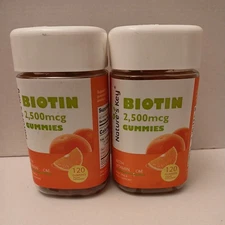 TWO Nature's Key Biotin Gummies With Vitamin C & E 120 Each Total 240
