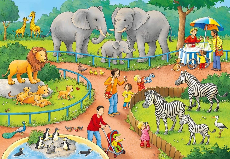 RAVENSBURGER, Puzzle 2x24 pezzi Un giorno allo zoo, ,  RAV078134 - Immagine 3 di 3