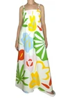 Marimekko Cotton Maxi Dress Colorful Tropical Floral Sundress Size 40 (M)