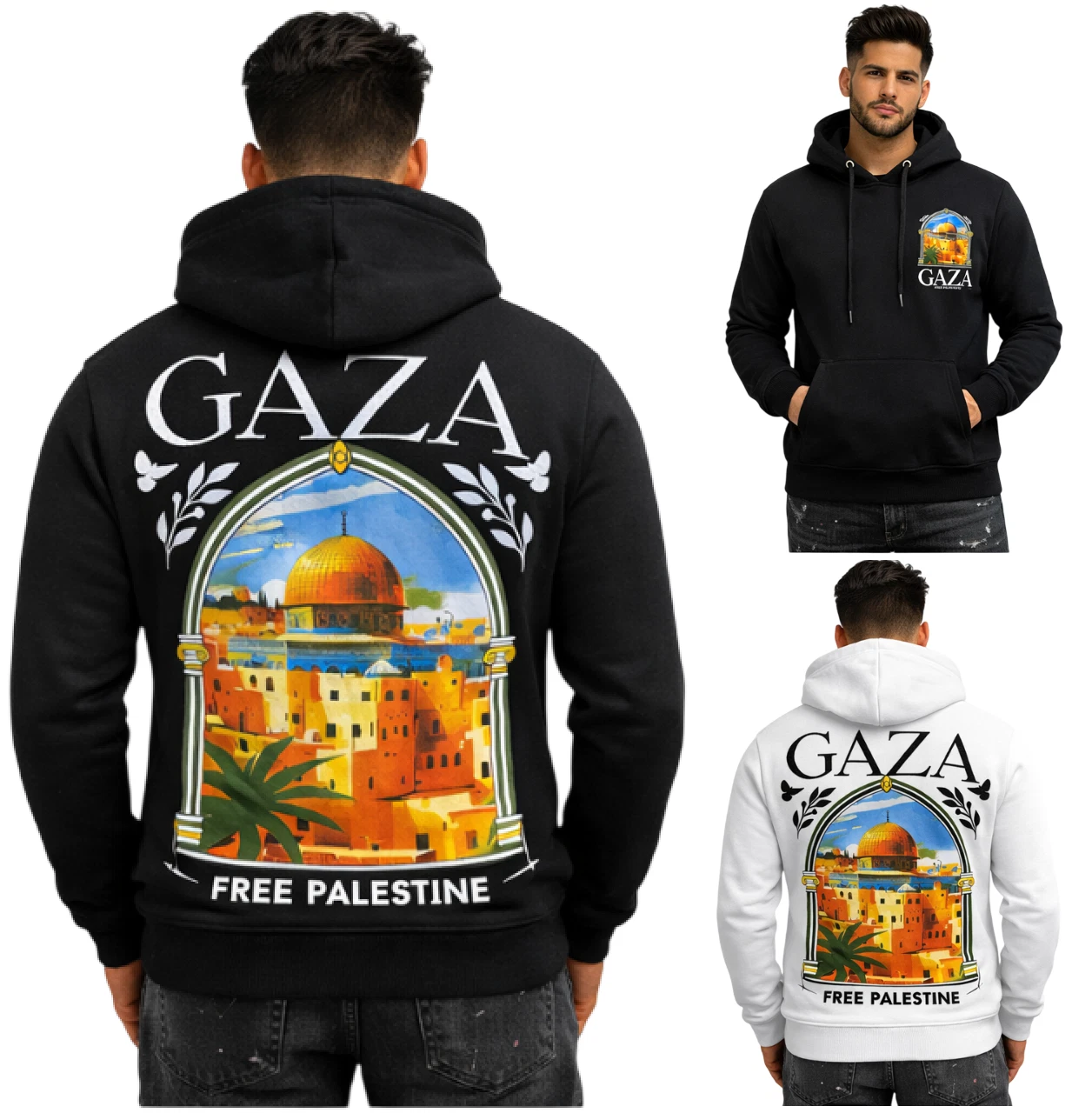 Men’s Gaza Free Palestine Hoodie Dome of the Rock Printed Pullover Sweatshirt
Opens in a new window