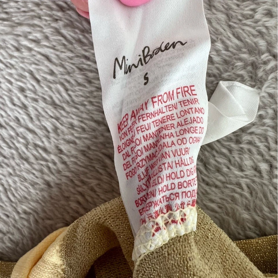 Mini Boden Footed Tights Girls size Small Sparkle Pull-On Stretchy Golden - Image 3 of 4