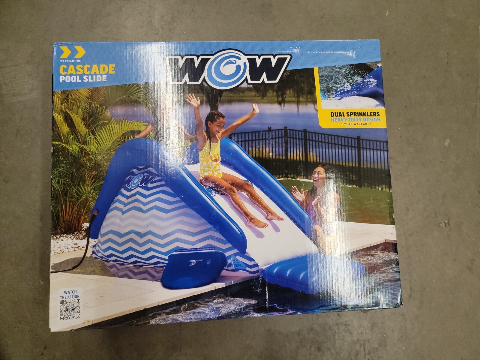 WOW Sports Cascade Pool Slide, Inflatable Slide with Sprinkler eBay