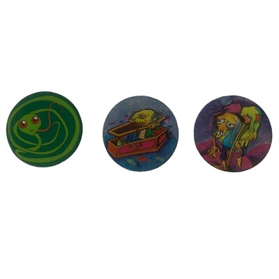 Vintage Retro 90er 3er Set CHUPA CAPS Pogs Milchkappen, 57, 71, 87