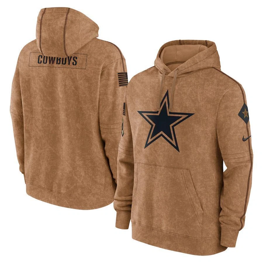 Adult Men's Salute to Service Club American Football Pullover Hoodie Brown 23