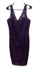NWT David's Bridal Plum Short Lace Tank V-Neck Lined Dress Size 12 Bridesmaid
