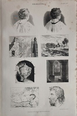 1874 DRUCKSTICH VERSCHIEDENE BEISPIELE LANDSCHAFT 