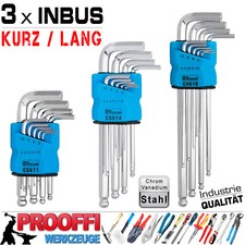 3 x Innensechskant Winkel Schlüssel Set 1.5 - 10 mm Für Inbus Schraube Kurz Lang