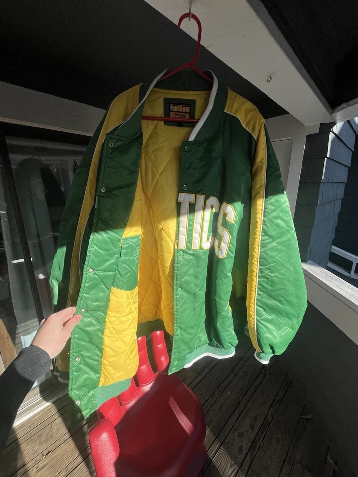 Vintage 90s Boston Celtics G-III Starter Bomber Jacket Green [RARE] | Size 4XL - Image 3 of 4