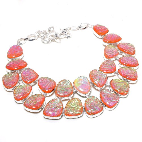 Orange Australian Triplet Opal Gemstone Handmade Jewelry Necklace 18" SR 3727