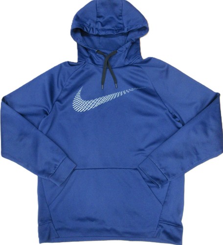 NIKE DRI-FIT HOODIE SWEATSHIRT POLYESTER NAVY & GRAY Sz MEDIUM, M - Picture 1 of 4