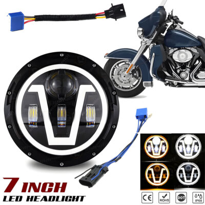 DOT 7 inch Motorcycle LED Headlight Hi-Lo Halo for Honda Shadow Spirit 1100 750