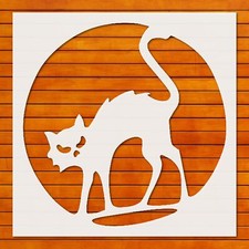 Scary Cat Stencil Template Reusable for Halloween Crafts, Wall Art, DIY Painting