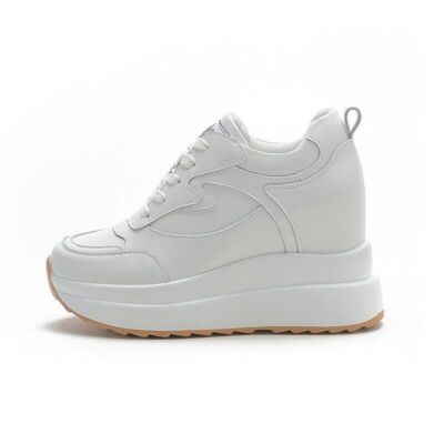 10 cm Plateau Keilabsatz Sneaker Chunky Schuhe Echtleder