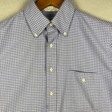Vintage LL Bean Mens Short Sleeve Shirt 15.5 Blue Check Pocket Made USA Classic