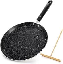 10 Inch Nonstick Crepe Pan with Spreader, Flat Skillet Tortilla Pan ...